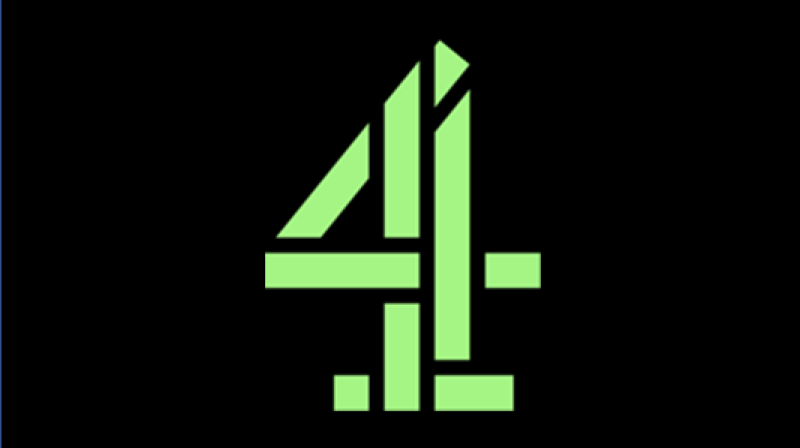 Channel 4 logo in green with black background 