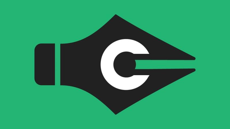 It shows the logo for the Charismatic consortium which looks like a pen nib with a white C in the middle.