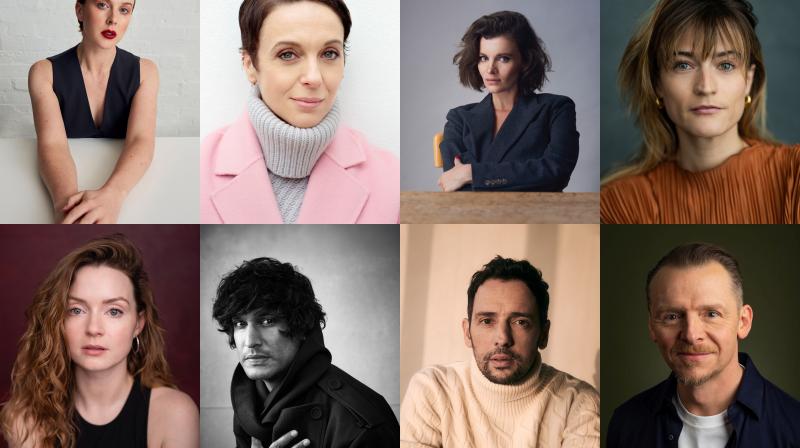 Clockwise, from top L: Alexandra Roach, Amanda Abbington, Emily Barber, Toni O'Rourke, Simon Pegg, Ralf Little, Rudi Dharmalingam and Christina Bennington