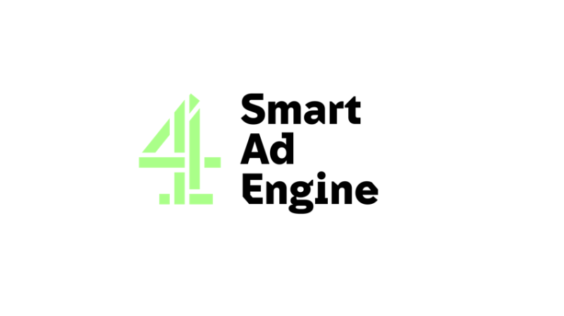 There is a Channel 4 logo to the left-hand side and then in a stacked layout it says Smart Ad Engine on a white background. 