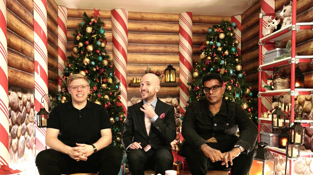 Rob Beckett, Tom Allen and Romesh Ranganathan in Hamleys