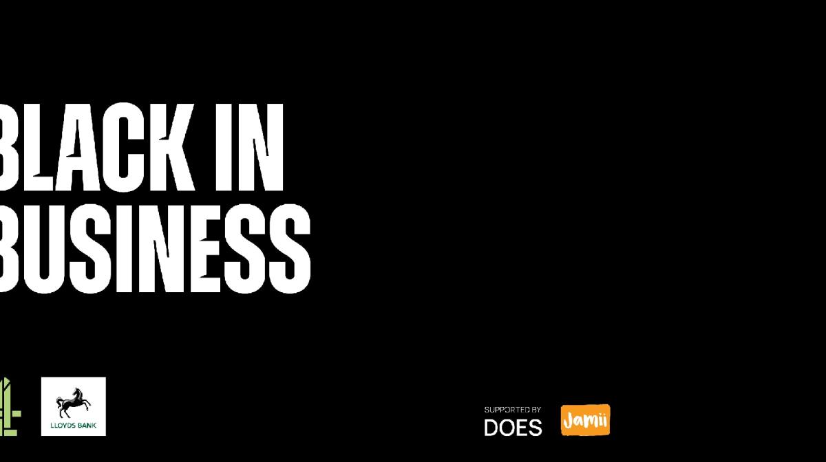 Black blackground with white text that reads 'Black in Business' 
