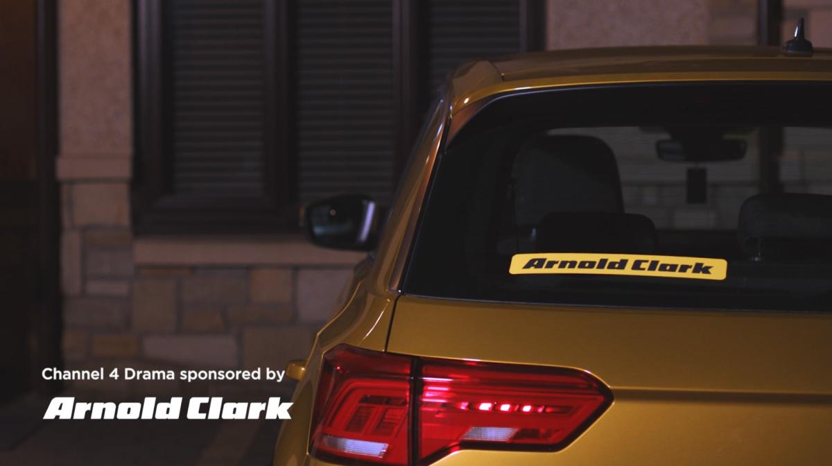 A still from an Arnold Clark ad ident, as part of Channel 4's Sponsorship Rocks study