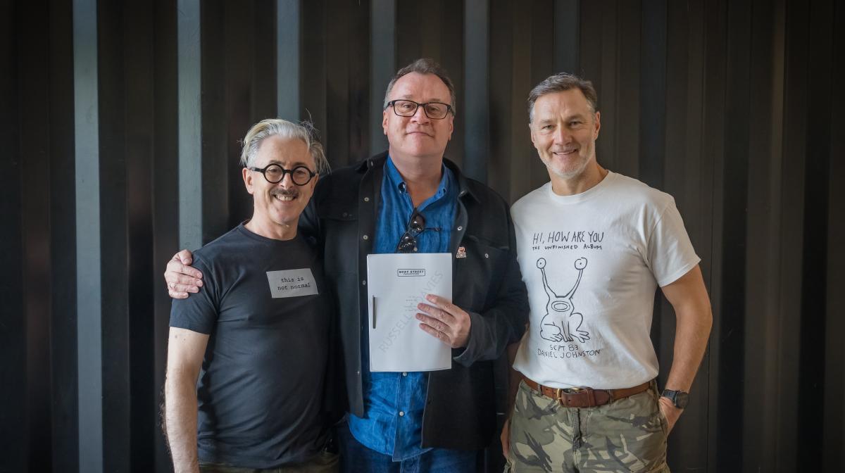 From left to right:  Alan Cumming, Russell T Davies and David Morrissey