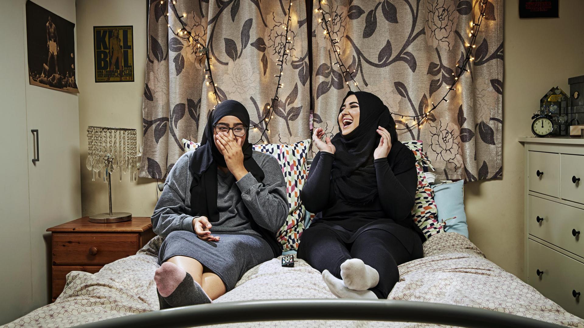 Gogglebox promotional image of Amira and Iqra