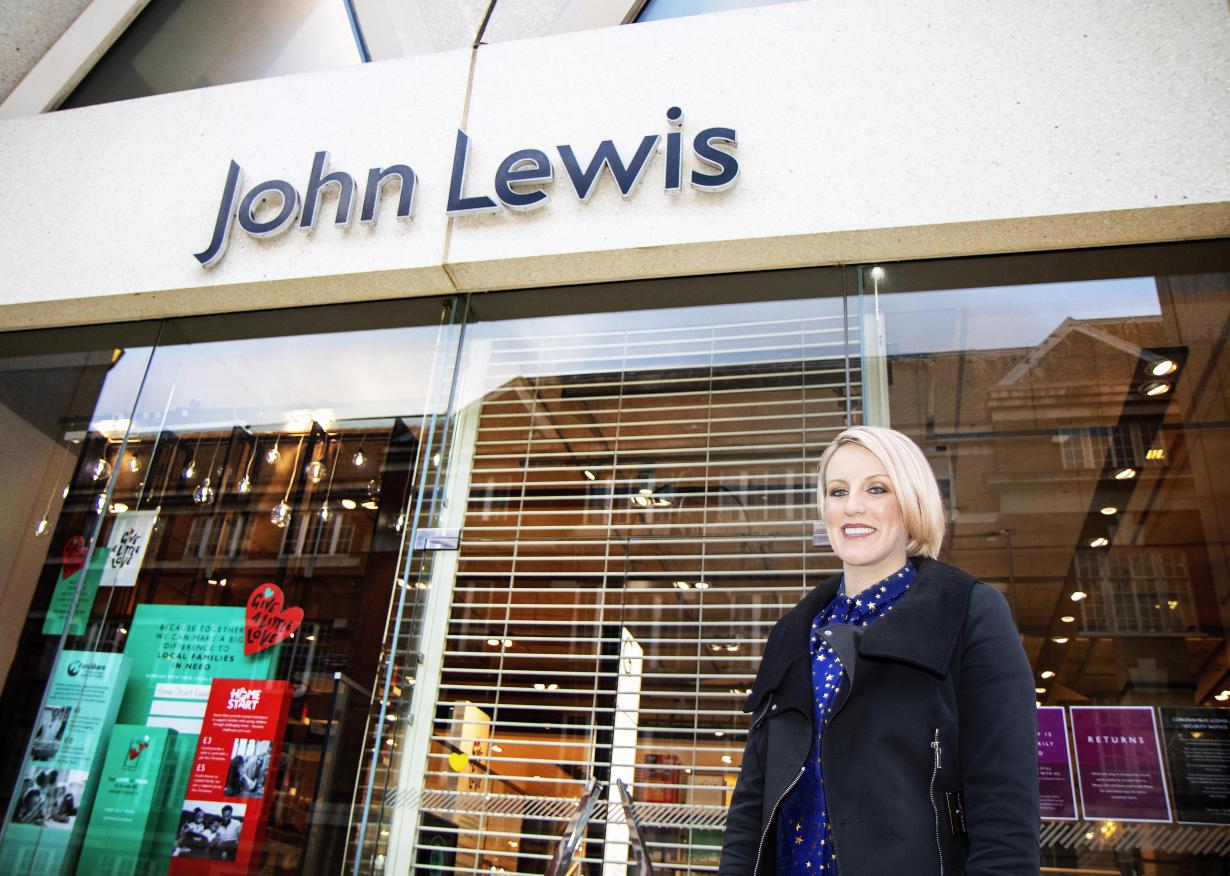 Steph Mcgovern in front of John Lewis shop mid-shot