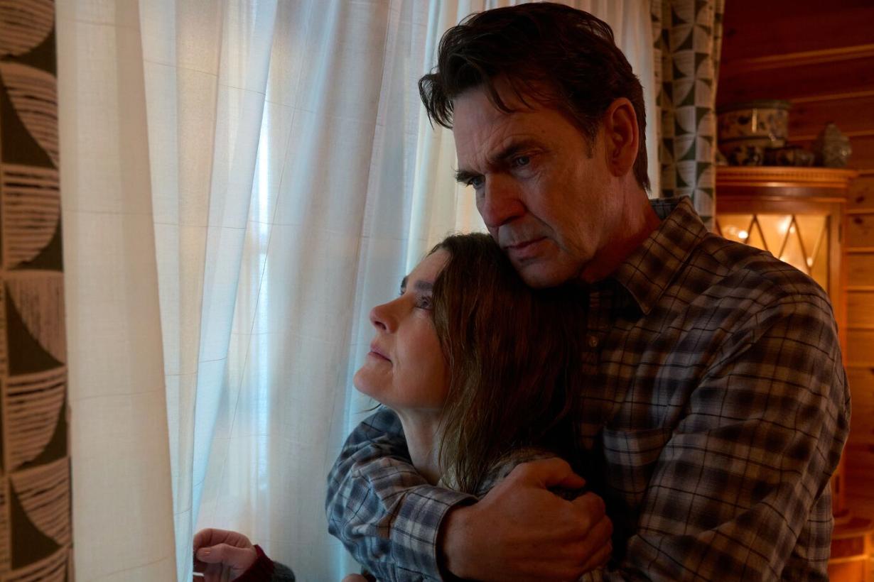 Annie (Shirley Henderson) being held by David (Dougray Scott)