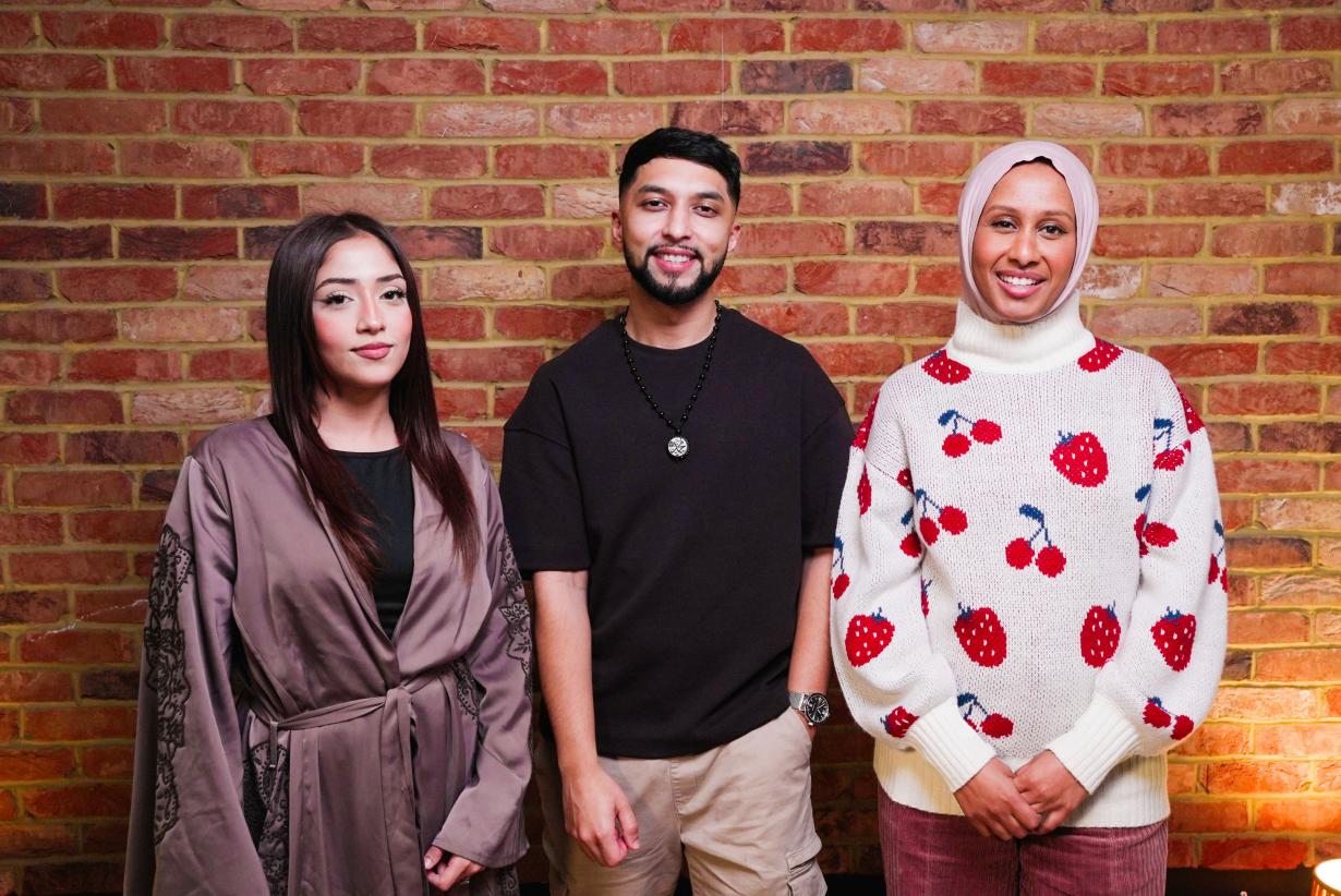It shows three young content creators smiling at the camera. On the left is Dúaa Karim, then Smash Bengali and on the right is Ola Labib