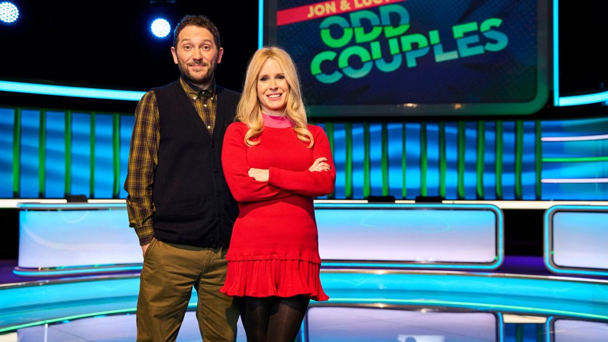 Jon Richardson and Lucy Beaumont on the set of Odd Couples